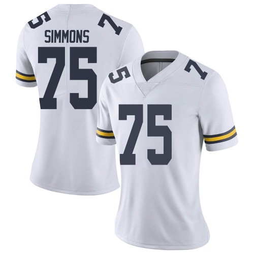Peter Simmons Michigan Wolverines Women's NCAA #75 White Limited Brand Jordan College Stitched Football Jersey NUY8854YE